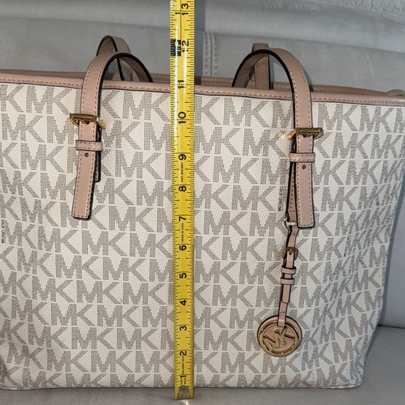 Michael Kors Cream Monogram Travel Tote Bag Purse - Picture 5 of 8